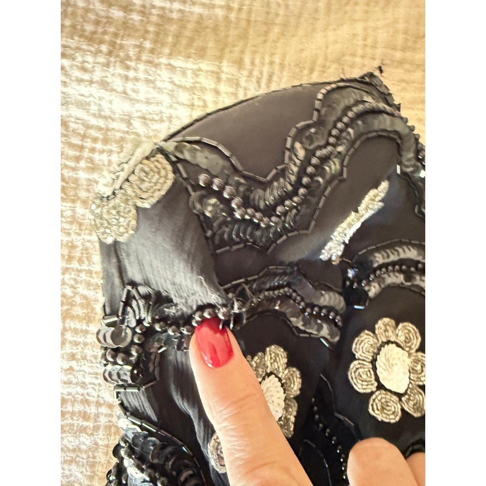Vintage Niteline Black Silk Sequin Bolero Evening Holiday Jacket - Picture 6 of 10